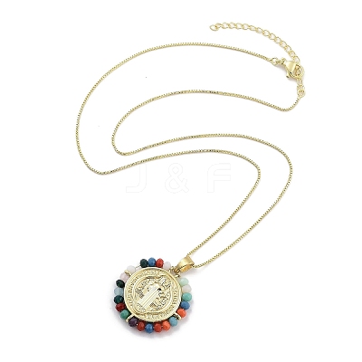 Brass with ABS Beads Pendant Necklaces NJEW-B101-08G-1