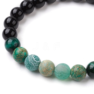 Natural Gemstone Beaded Stretch Bracelets for Women BJEW-TA00536-02-1