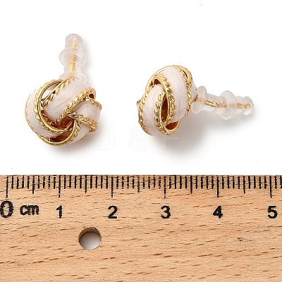 Brass Enamel Stud Earrings EJEW-P308-03G-1