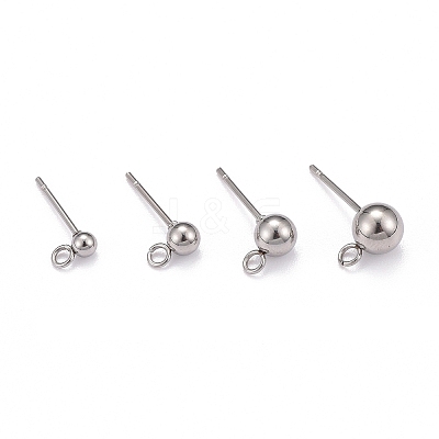 Non-Tarnish 40Pcs 4 Styles 202 Stainless Steel Ball Stud Earring Findings STAS-LS0001-13P-1