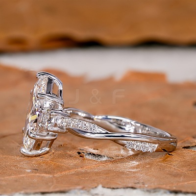 Brass Micro Pave Clear Cubic Zirconia Finger Rings FS-WG5249E-03-1