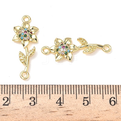 Brass Pave Colorful Cubic Zirconia Connector Charms KK-L253-21G-01-1