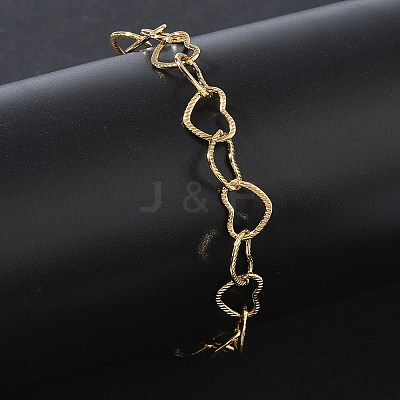 304 Stainless Steel Heart Link Chain Bracelets SA-CBA2696-16G-1