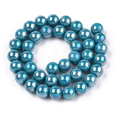 Electroplate Opaque Glass Beads Strands GLAA-T032-P8mm-AB13-1