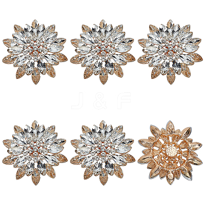 6Pcs Alloy & Glass Cabochons FIND-FG0004-60B-1