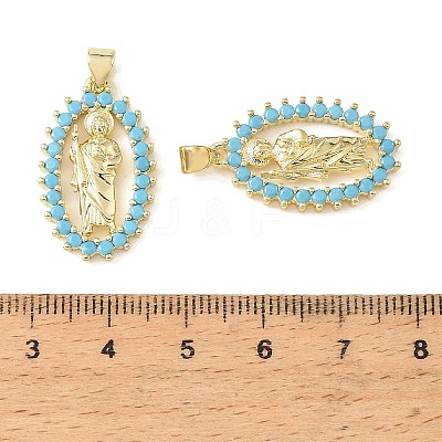 Brass Micro Pave Sky Blue Cubic Zirconia Pendants CU-CBA6938-11G-01-1