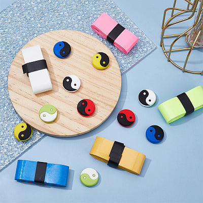 Yin Yang Silicone Tennis Racquet Dampener AJEW-FH0004-56-1