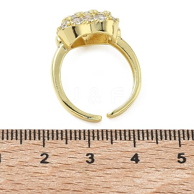 Brass Micro Pave Cubic Zirconia Cuff Open Rings RJEW-C163-03A-G-1