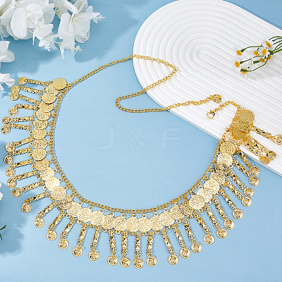 Bohemian Alloy Coin Tassel Waist Chains AJEW-WH0596-933G-1
