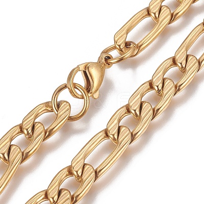 Ion Plating(IP) 304 Stainless Steel Figaro Chain Bracelets BJEW-I274-05G-1