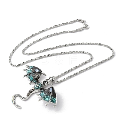 Alloy Enamel Dragon Pendant Necklaces LS-NJEW-V005-01AS-01-1