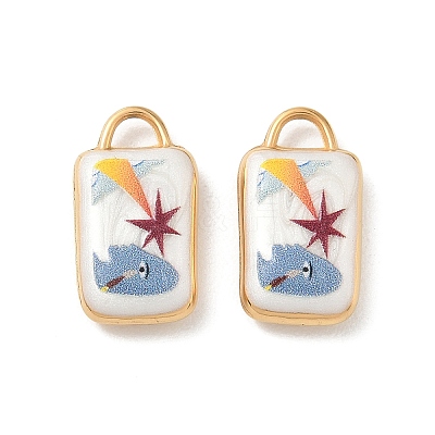 304 Stainless Steel Enamel Pendants STAS-F360-10G-01-1
