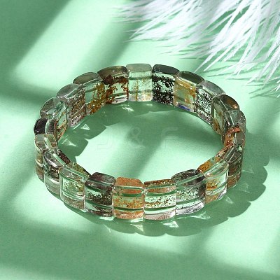 Natural Lodolite Quartz Bead Stretch Bracelets for Women Men BJEW-C097-01-1