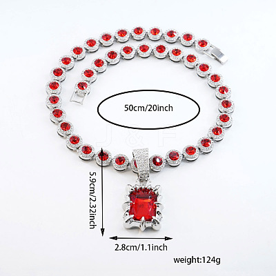 Alloy Rhinestone Rectangle Pendant Tennis Necklaces FS-WGF7BCB-04-1