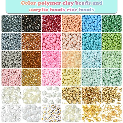 DIY Glass Seed & CCB Plastic & Imitation Pearl Beads Jewelry Making Findings Kits DIY-FS0008-15-1