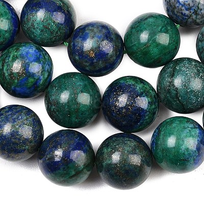 Natural Chrysocolla and Lapis Lazuli Beads Strands G-L648-A12-16mm-1