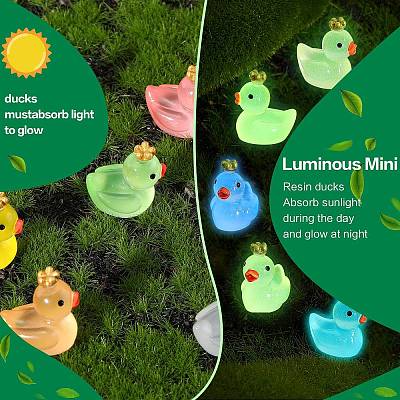 80Pcs 8 Colors Luminous Resin Crown Duck Ornaments RESI-SZ0003-38-1