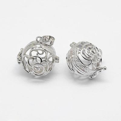 Brass Cage Pendants KK-G323-35A-P-NR-1