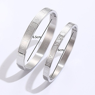Non-Tarnish 2Pcs 2 Style 201 Stainless Steel Hinged Bangles for Women QR1999-2-1