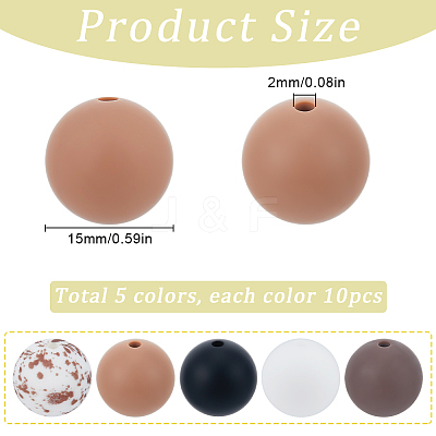 50Pcs 5 Styles Food Grade Eco-Friendly Silicone Beads SIL-SC0002-14-1