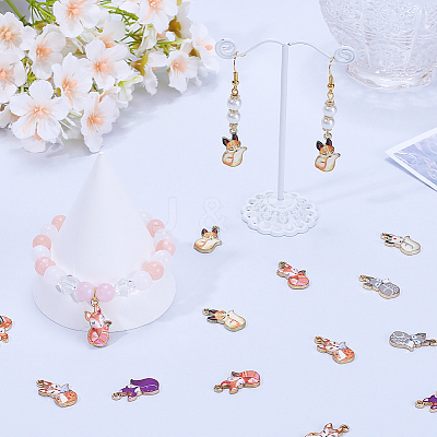 48Pcs 8 Styles Painted Alloy Pendants FIND-SC0010-26-1