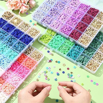 DIY Disc Polymer Clay & CCB Plastic Beads Jewelry Making Findings Kits DIY-YW0010-54A-1