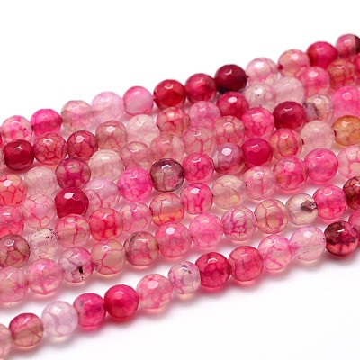 Dyed Natural Agate Faceted Round Beads Strands G-P098-M-1