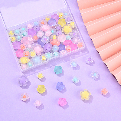 60G 4 Styles Frosted Transparent Acrylic Beads OACR-YW0002-66-1