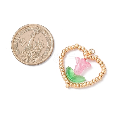 MIYUKI Glass Seed Beaded Heart and Flower Pendants PALLOY-MZ01079-03-1