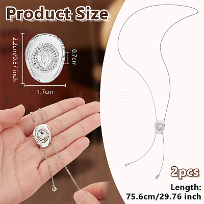 2Pcs Adjustable Brass Curb Chains Cowboy Hat Sweater Lariat Necklaces NJEW-UN0001-78P-1