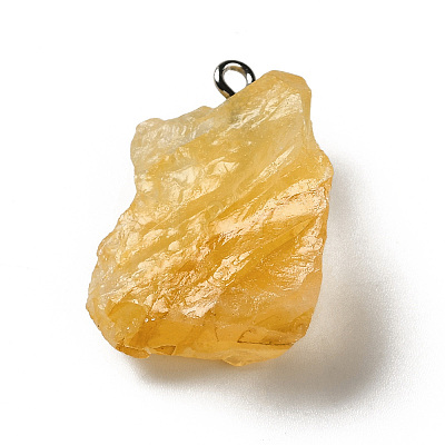 Raw Rough Natural Citrine Pendants G-A028-01G-1