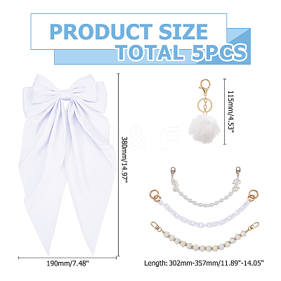 3Pcs 3 Styles Opaque Acrylic Chain & Glass Beaded & ABS Plastic Pearl Charm Purse Decorative Chains HJEW-HS00110-1