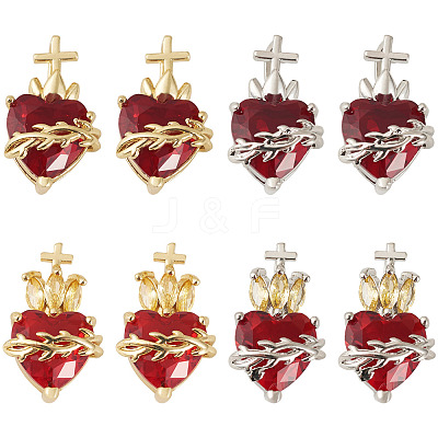 8Pcs 4 Styles Brass Glass Pendants KK-TA0008-17-1