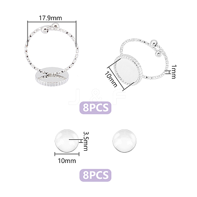 DIY Blank Dome 304 Stainless Steel Open Cuff Ring Making Kits DIY-UN0055-80-1
