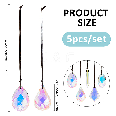 5Pcs Glass Hanging Suncatchers HJEW-FH00193-1