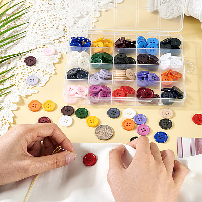 160Pcs 20 Colors 4-Hole Resin Buttons BUTT-TA0001-29C-1