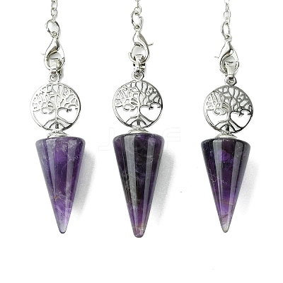 Natural Amethyst Cone Dowsing Pendulum Big Pendants G-C114-02P-16-1