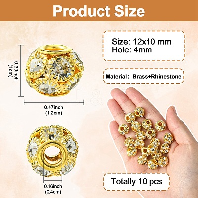 10Pcs Brass Beads RB-YW0001-19G-1