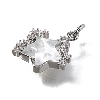 Brass Micro Pave Cubic Zirconia Charms KK-Q043-04P-01-1