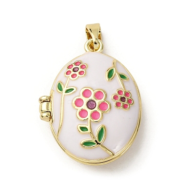 Brass Enamel Locket Pendants X-KK-F912-05B-G-1