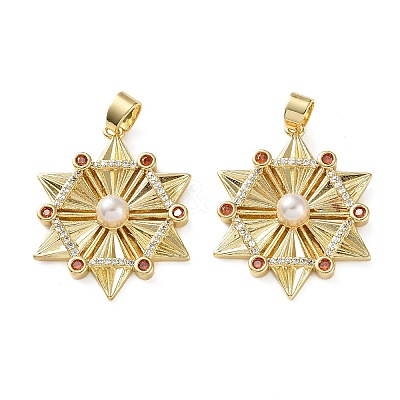 Brass Micro Pave Cubic Zirconia Pendants KK-D221-10G-1