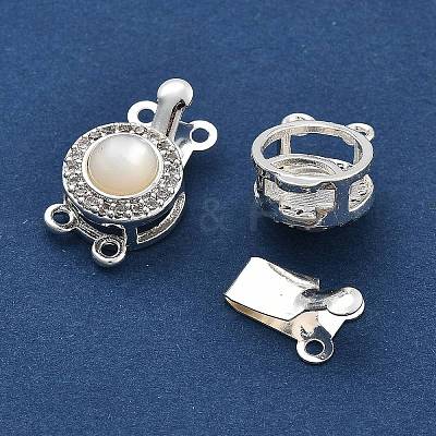 Brass Micro Pave Clear Cubic Zirconia Box Clasps KK-B125-04S-1