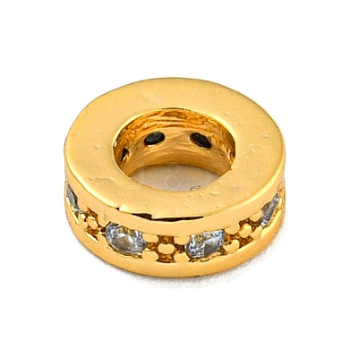 Brass Micro Pave Clear Cubic Zirconia European Beads KK-G493-41G-1