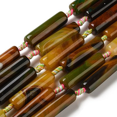 Natural Banded Agate(Dyed & Heated) Beads Strands G-A312-A02-01-1