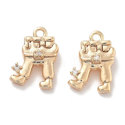 Rack Plating Brass Clear Cubic Zirconia Pendants KK-M102-21G-A-1