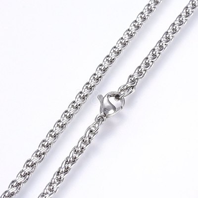 Non-Tarnish 304 Stainless Steel Wheat Chain Necklaces NJEW-F227-05P-01-1