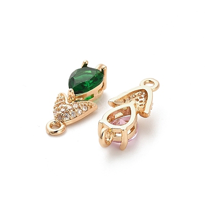 Glass Teardrop Connector Charms KK-M314-14KCG-1