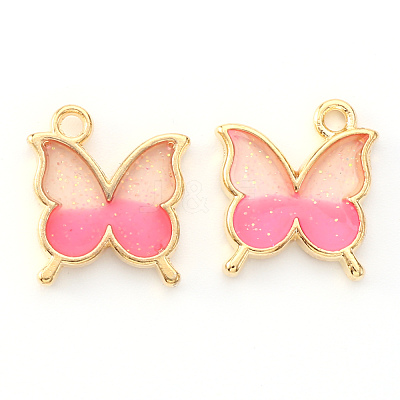 Light Gold Plated Alloy Enamel Pendants ENAM-R136-24B-1