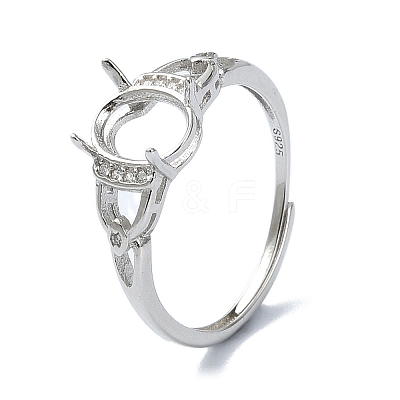 Adjustable 925 Sterling Silver 4 Prongs Ring Settings STER-K179-26P-1