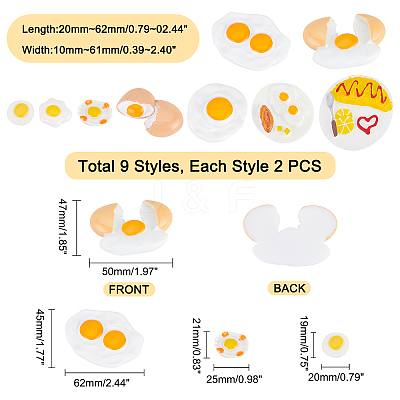 18Pcs 9 Style Opaque Resin Cabochons CRES-PH0003-29-1